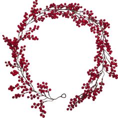 red berries are arranged in the shape of a wreath