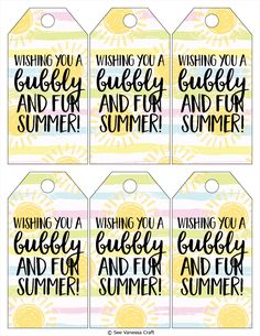 four tags with the words wishing you a sunny and fun summer