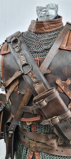 the armor is made up of different types of leathers