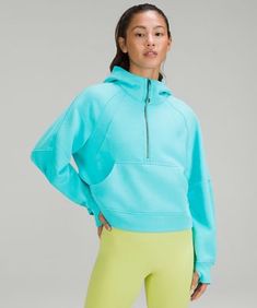 Scuba Oversized Half-Zip Hoodie | Lululemon EU Lululemon Scuba, Blue Neon, Cute Sweatshirts, Lululemon Women, Womens Activewear