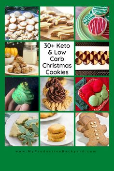 the cover of 30 keto and low carb christmas cookies, with pictures of different kinds