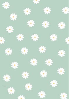 a green background with white daisies on it