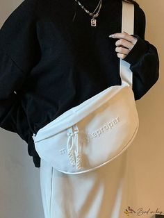 BirdinBag - Stylish PU Fanny Pack with Zipper Closure and Letter Detail Beige Bag, Types Of Lettering, Word Wrap, Waist Bags, Large Letters, Sling Bag, Fanny Pack, Pu Leather, Zipper