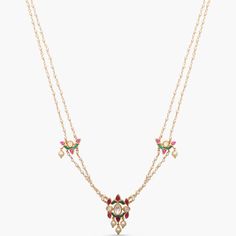 Malini Gold Plated Jadau and Pearl chain Short Necklace Silver Shorts, Understated Elegance, Short Necklace, Pearl Chain, Floral Motifs, Gold Plated Silver, Floral Motif, Semiprecious Stones, Precious Stones