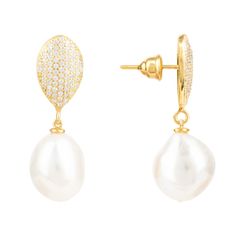 Make these classical baroque pearl earrings’ your new timeless treasures. With contemporary zirconia encrusted tops and suspended baroque pearls which dangle for added movement these earrings add a touch of sophisticated style to any outfit. Baroque pearls are naturally formed with organic & irregular shaping.Pearls are a forever classic. They're the epitome of traditional style, an accessory that will never let you down. This timeless gemstone will take you to every significant event of your li Drop Earrings Gold, Baroque Pearl Earrings, Gold Drop Earrings, Timeless Treasures, Baroque Pearls, Independent Designers Fashion, Sophisticated Style, Earrings Gold, Badger