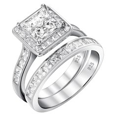 a princess cut diamond engagement ring set