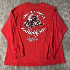 Vintage 2000s West Coast Choppers Motorcycle Biker Arm Design Y2K Aesthetic Streetwear Red Graphic Long Sleeve Shirt Double Extra Large Mens Condition: Fair Used Condition = Has holes on the sleeve and front part of the shirt due to wear and age. Measurements: Please see photos above for all measurements IF YOU BUY TWO OR MORE ITEMS USE THE CODE BUNDLE @ CHECK TO SAVE 20% WE SHIP WITHIN 24 HOURS AFTER PURCHASE! Please be aware that we do not offer free returns!! The Buyer is responsible for the Red Y2k Streetwear Top, Red Y2k Top For Streetwear, Red Y2k T-shirt For Streetwear, Red Long Sleeve Band Merch Top, 90s Red Long Sleeve Tops, Casual Long Sleeve T-shirt For Motorcycling, Red Y2k Long Sleeve Tops, Red Long Sleeve Y2k Top, Biker Long Sleeve Streetwear T-shirt