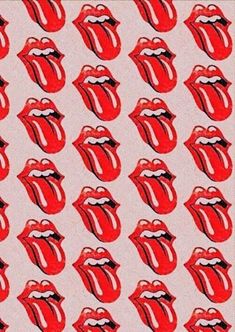 the rolling stones tongue pattern is shown on a white background with red and black lips