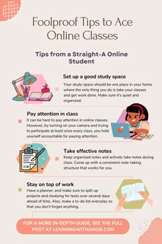 an info sheet describing how to use online classes