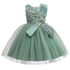 Flower Girl, Mesh, Green, Dresses