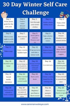 December Challenge Self Care, Winter Self Care Challenge, December Self Care Challenge, December Prompts, Checklist 2024, Winter Self Care, Self Care Challenge, Monthly Challenges, Ultimate Planner