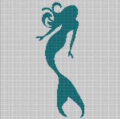 the silhouette of a mermaid with long hair and tail, is shown on a white background