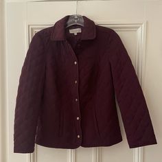 New Talbots Maroon Quilted Jacket Snap Closures Down The Front Two Pockets Fully Lined Pink Peacoat, Animal Print Blazer, Long Peacoat, Black Quilted Jacket, Fleece Jacket Womens, Peacoat Jacket, Houndstooth Blazer, Printed Blazer, Vest White