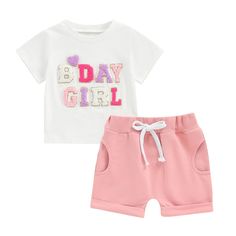 PRICES MAY VARY. PRACTICAL DESIGN: 1st birthday girl outfit,Cute baby girl summer clothes are easy to care for, elastic waistband ensures a comfortable fit, durable fabric can withstand all the adventures your little girl will experience. BIRTHDAY GIFT: The baby girl shorts set is the perfect summer clothing set for your girl, a great gift for your child to receive on birthdays, children's day, welcome baby party, Halloween, Christmas.1st birthday girl outfit,2nd birthday outfit girl,3T birthday Pink Cotton Sets For Birthday, Pink Casual Set For First Birthday, Pink Short Sleeve Birthday Set, Toddler Birthday Outfit Girl, Toddler Boy Summer, Boys Summer Fashion, Summer Princess, 2nd Birthday Outfit