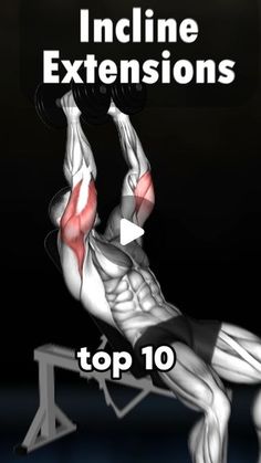 an image of a man doing exercises with the words incline extensions top 10 on it