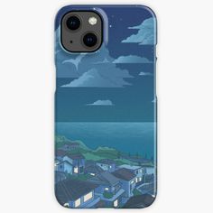 a phone case with an image of the ocean and houses at night iphone case / skin