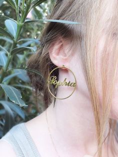 "Name Earrings Hoops Personalized Large Hoop Earrings Name Earrings Gold Hoop Earrings Name Hoops Personalise Earrings Christmas Gift for Mom ♥ Custom Name Hoop Earrings♥ So sweet and adorable, simple and elegant everyday jewelry. This personalized name hoop earrings can be engraved however you desire. The most unique jewelry would make the perfect gift for yourself, loved ones or friends. MATERIAL; All of our products are made of high quality 925 Sterling Silver. COLORS ; 925 sterling silver, r Gift Single Hoop Earring, Custom Name Dangle Earrings, Birthday Drop Earrings For Pierced Ears, Pierced Drop Earrings For Birthday, Custom Name Small Hoop Earrings As Gift, Custom Name Small Hoop Earrings For Gift, Personalized Hoop Earrings For Birthdays, Personalized Dangle Hoop Earrings As Gift, Personalized Dangle Hoop Earrings For Gifts