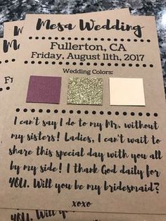 a wedding card with some glitter on it