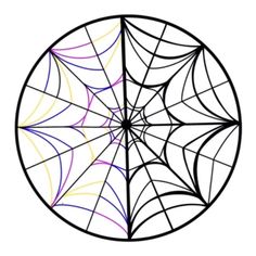 an image of a spider web in the center of a circular shape with different colors