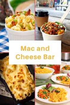 macaroni and cheese bar collage with text overlay