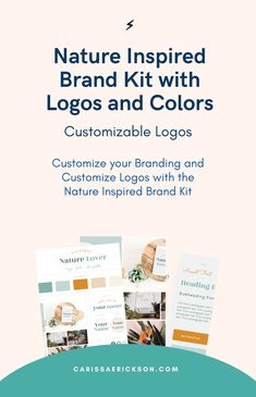 the nature inspired brand kit with logos and colors is featured in this postcard design