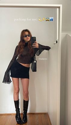 Silky Mini Skirt Outfit, Euro Night Outfit, Edgy Trendy Outfits, Outfit Inspo Going Out, Cool Club Outfits, Mesh Top Outfit Aesthetic, Night Out Aesthetic Outfit, Big Belt Outfit, Brown Blouse Outfit