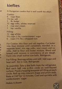 a recipe book with instructions on how to make kiefies