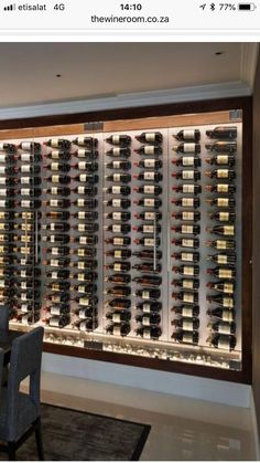 there is a large wine rack in the dining room