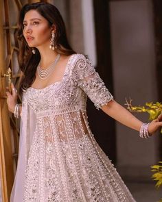 White Bridal Gown, Indian Outfits Lehenga, Satin Fashion, Mahira Khan, Pakistani Fancy Dresses, Traditional Indian Outfits, Indian Bridal Fashion, Special Dresses, Ethnic Dress