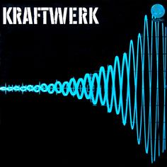 a black and blue poster with the words kraffwerk on it