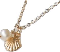 Dainty Shell Necklace With Pearl Charm, Dainty Gold Shell Charm Necklace, Dainty Gold Shell Necklace, Dainty Gold Shell-shaped Necklace, Delicate Gold Shell Necklace Gift, Delicate Gold Shell Necklace As A Gift, Dainty Shell Necklace For Gift, Delicate Gold Shell Necklace For Gift, Dainty Shell Charm Necklace For Gift