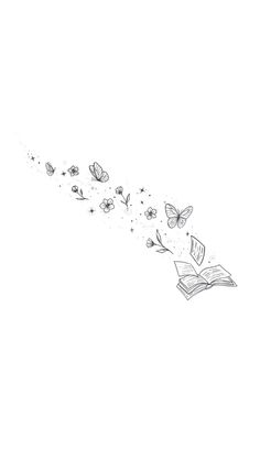 an open book flying through the air with butterflies coming out of it's pages