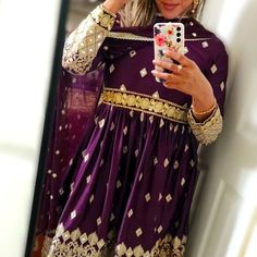 Beautiful Afghan/Indian Style Dress In Plum Purple Color..Chest Size 40 So Will Easily Fit Anyone That's Size M/L...Wore It Only Once So It's In Perfect Condition..Msg Me For More Details..Accepting Reasonable Offers. Purple Long-sleeved Dress With Dabka Work, Purple Long Sleeve Dress With Dabka Work, Fitted Purple Dress For Eid, Purple Fitted Dress For Eid, Fitted Purple Dress With Dabka Work, Indian Style Dress, Afghan Style, Dress Indian Style, Plum Purple