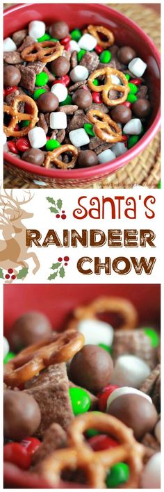 santa's reindeer chow recipe with pretzels and candy