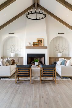 Creighton Woods - Farmhouse - Living Room - Boise - by Judith Balis Interiors | Houzz Cloud Sofa, Seeing Double, Modern Organic, Organic Style, Home Fireplace, Farmhouse Style House, Fireplace Design, Scandinavian Home, Farmhouse Living