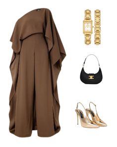 brown and gold outfit Brown And Gold Outfit, Brown Dress Outfit, Modest Classy Outfits, Brown Dresses Outfit, Court Outfit, Modest Classy, Outfit Elegant, Gold Outfit, Brown Outfit