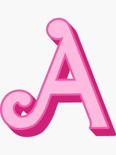 the letter a is pink and has swirly lines on it's sides, as well as an uppercase