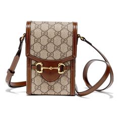 Gucci Horsebit 1955 mini bag in GG Supreme 'Brown' 625615-92TCG-8563 Gucci Horsebit 1955 Mini Bag, Statement Clutch, Gucci Horsebit, Chic Leather, April 27, Trendy Accessories, Fashion Essentials, Affordable Fashion, Mini Bag