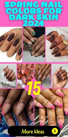 Nail Designs For Dark Hands, Gel Nail Polish For Dark Skin Tone, Elegant Spring Nails 2024, Spring Nails 2024 Trends Almond Simple, Summer Nail Ideas 2024, Dark Skin Nail Polish, Cute Pedicures, Medium Nails, Elegant Nail