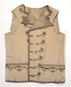 Waistcoat, French, silk and cotton, ca. 1789. Metropolitan Museum of Art, C.I.66.59.6 Regency Mens Fashion, 18th Century Mens Fashion, 1700 Fashion, Men Waistcoat, 18th Century Dress, 18th Century Clothing, 18th Century Fashion, Period Outfit, Century Clothing