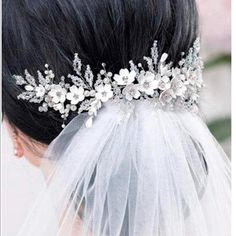 Wedding Hair Accessory - Hair Vine - With Ribbon And 2 Bobby Pins , - Flower Girl - Wedding Headband Silver Crystal Pearl Rhinestone Hair Vine Braid Babys Breath Headpieces Bridal Hair Accessories For Women Veil And Headpiece, Floral Bridal Hair Accessories, Wedding Hair Head Piece, Crystal Hair Vine, Bridal Hair Headpiece, Bridal Hair Piece, Wedding Hairstyles With Veil, Bridal Hair Flowers, Bride Hair Accessories