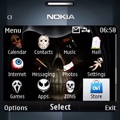 an image of a cell phone screen with various icons on the front and back side