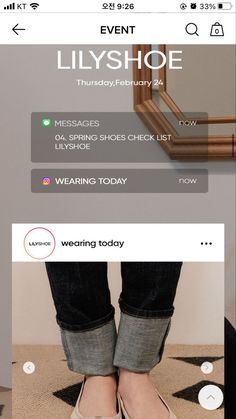 the website for lillyshoe is displayed on an iphone screen, and it appears to be looking like someones feet are wearing high heels