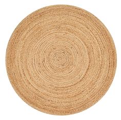 a round rug made out of jute is shown on a white background with no one in it