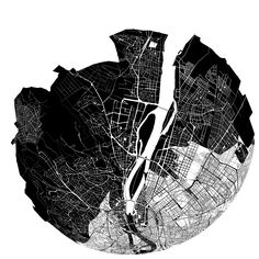 a black and white map of the city of boston, usa in a circular shape