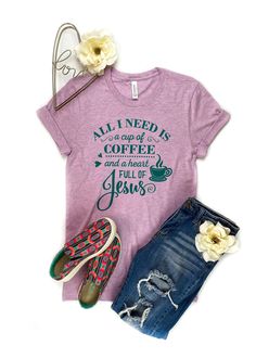 Lilac Coffee & Jesus Graphic Tee Teal Turquoise, Cute Messages, Eggplant Purple, Purple Teal