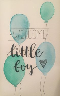 a welcome little boy card with balloons