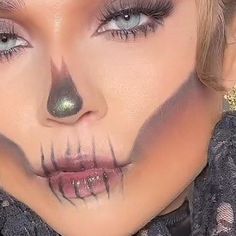 Molly Jacks🤍 on Instagram: "The quickest and most glam skull look ever!! SAVE for Halloween☠️🤎✨ Products used- @beautybaycom nude palette @tatti_lashes TL9 @nyxcosmetics_uk brow glue, lift and snatch brow pen @hnbcosmetics airbrush concealer @_dollheauty_ clear gloss @kosas revealer foundation #glamskull #skullmakeup #easyhalloweenmakeup #halloweenmakeup" Glam Skull, Brow Glue, Tatti Lashes, Brow Pen, Nude Palette, Holiday Goodies, Halloween Makeup Easy, Skull Makeup, Clear Gloss