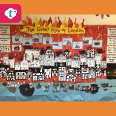 The Great Fire of London classroom display Fire Of London Display, Great Fire Of London Display, The Great Fire Of London, London Activities, London People, Great Fire Of London, Display Boards