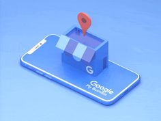 an image of a cell phone with google my business logo on it's display